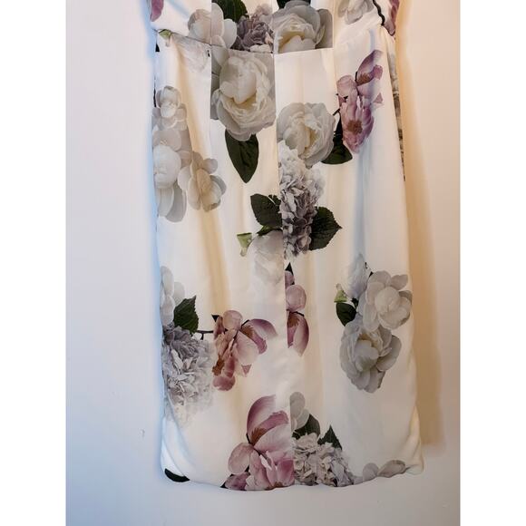 Fame & Partners White Floral Halter Dress Size 6 Open Back Dress - Picture 7 of 10